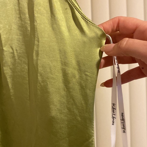 FOR LOVE & LEMONS Green Satin
Pia Halter Neck Maxi Dress Gown size L - Picture 6 of 14